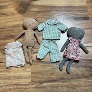 Maileg Charcoal and Ginger Kitties and outfits.